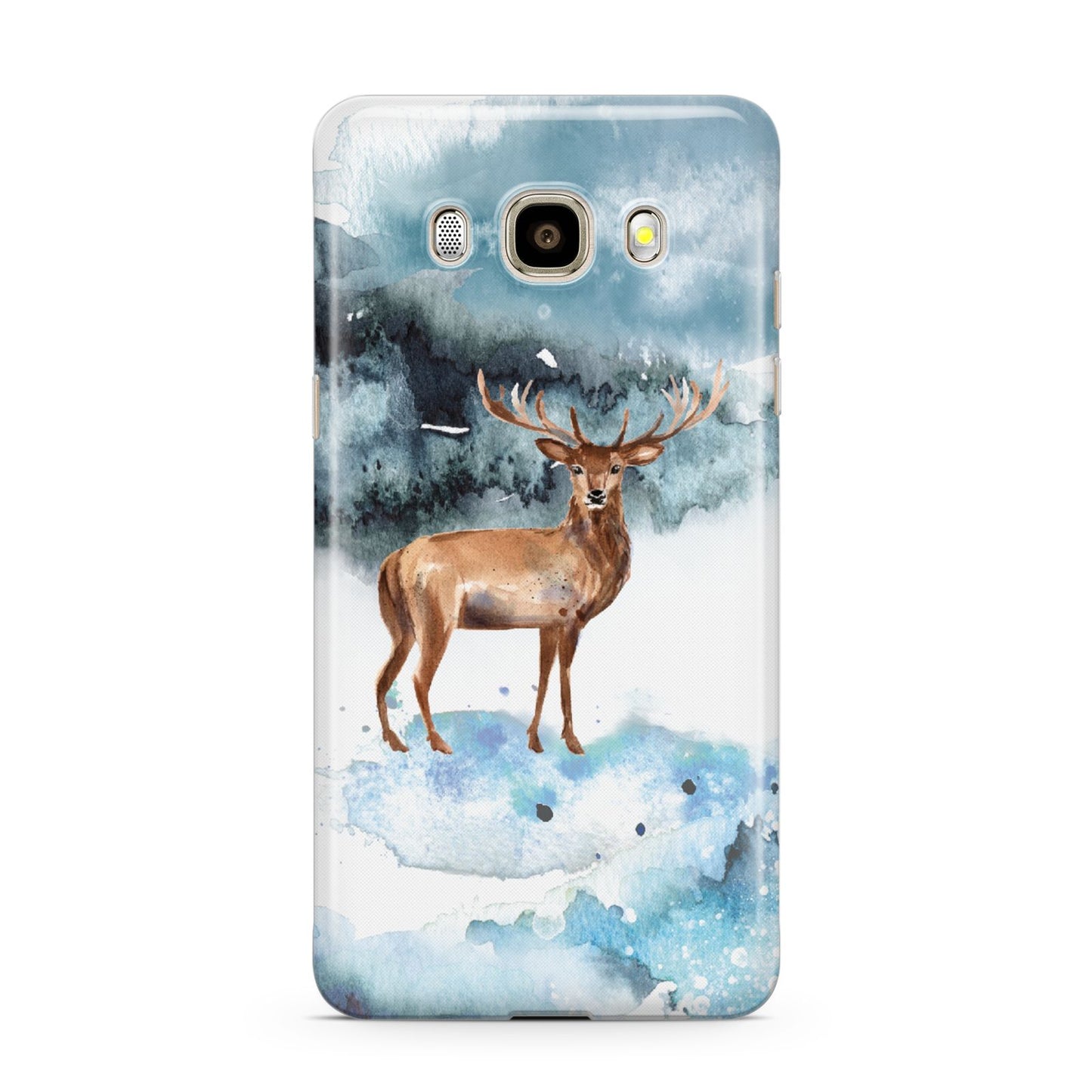 Christmas Winter Stag Samsung Galaxy J7 2016 Case on gold phone
