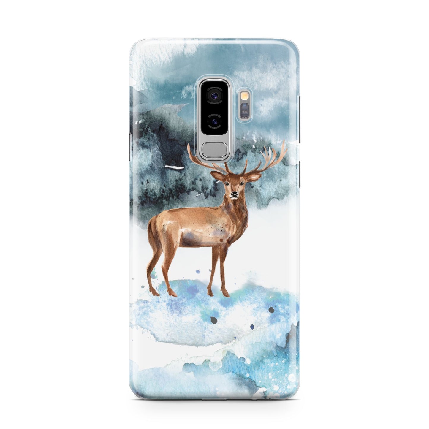 Christmas Winter Stag Samsung Galaxy S9 Plus Case on Silver phone