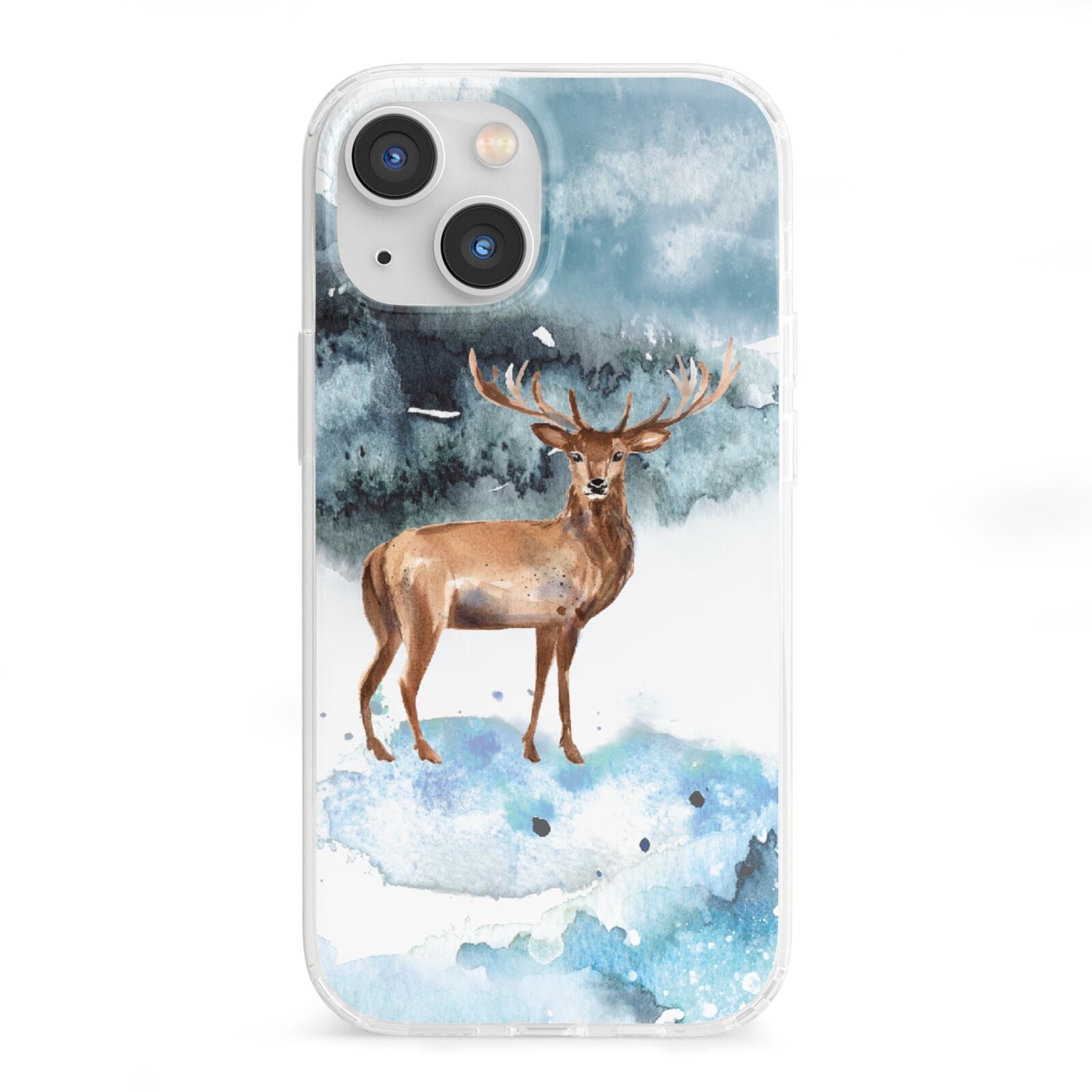 Christmas Winter Stag iPhone 13 Mini Clear Bumper Case