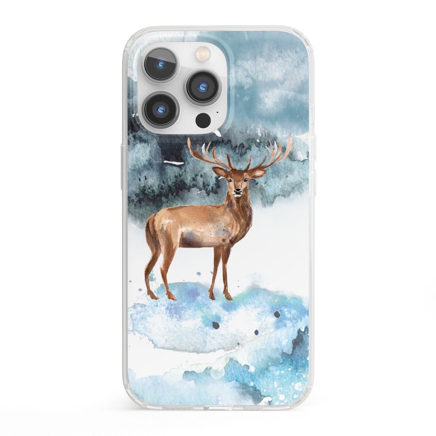 Christmas Winter Stag iPhone 13 Pro Clear Bumper Case