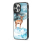 Christmas Winter Stag iPhone 13 Pro Max Black Impact Case Side Angle on Silver phone