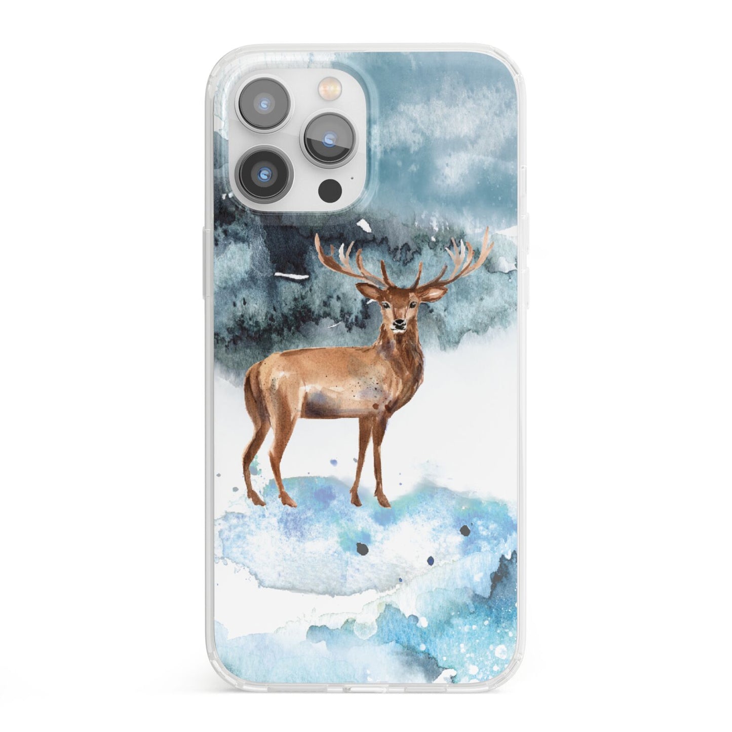 Christmas Winter Stag iPhone 13 Pro Max Clear Bumper Case