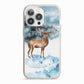 Christmas Winter Stag iPhone 13 Pro TPU Impact Case with Pink Edges