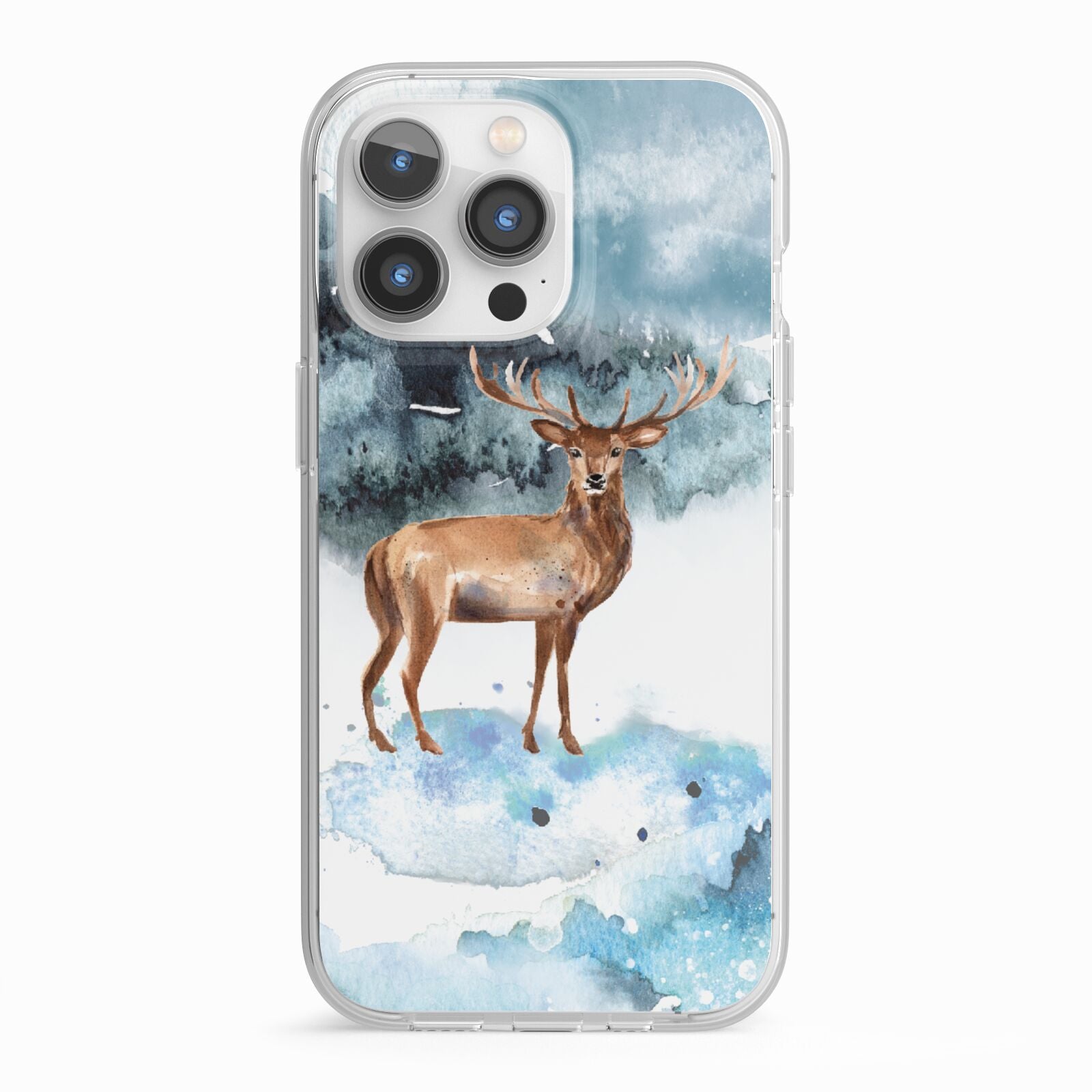 Christmas Winter Stag iPhone 13 Pro TPU Impact Case with White Edges
