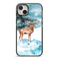 Christmas Winter Stag iPhone 14 Plus Black Impact Case on Silver phone