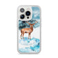 Christmas Winter Stag iPhone 14 Pro Clear Tough Case Silver
