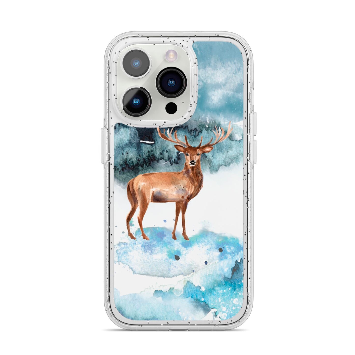 Christmas Winter Stag iPhone 14 Pro Glitter Tough Case Silver