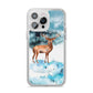 Christmas Winter Stag iPhone 14 Pro Max Clear Tough Case Silver