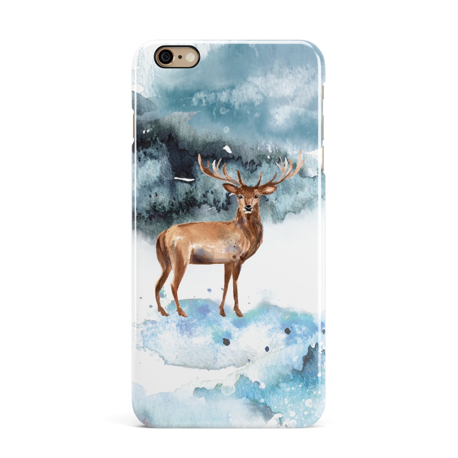 Christmas Winter Stag iPhone 6 Plus 3D Snap Case on Gold Phone