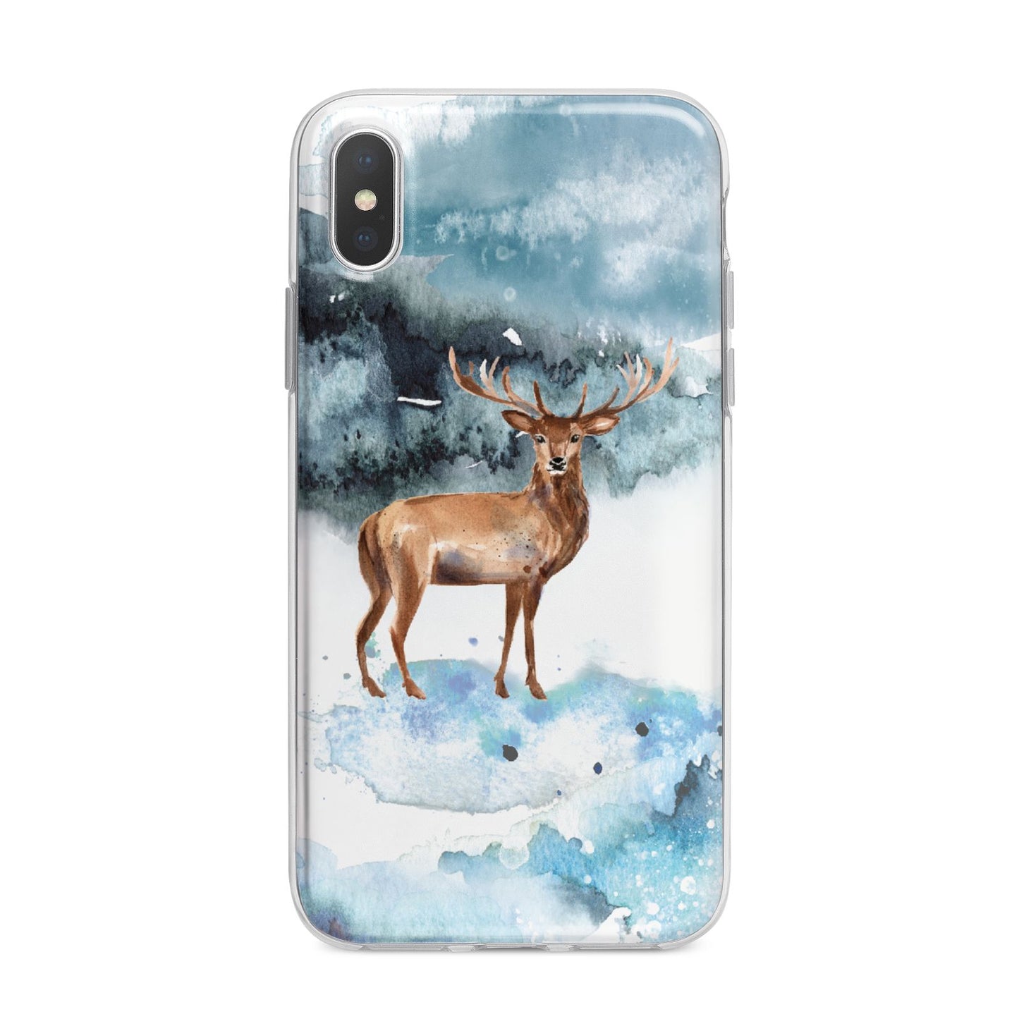 Christmas Winter Stag iPhone X Bumper Case on Silver iPhone Alternative Image 1