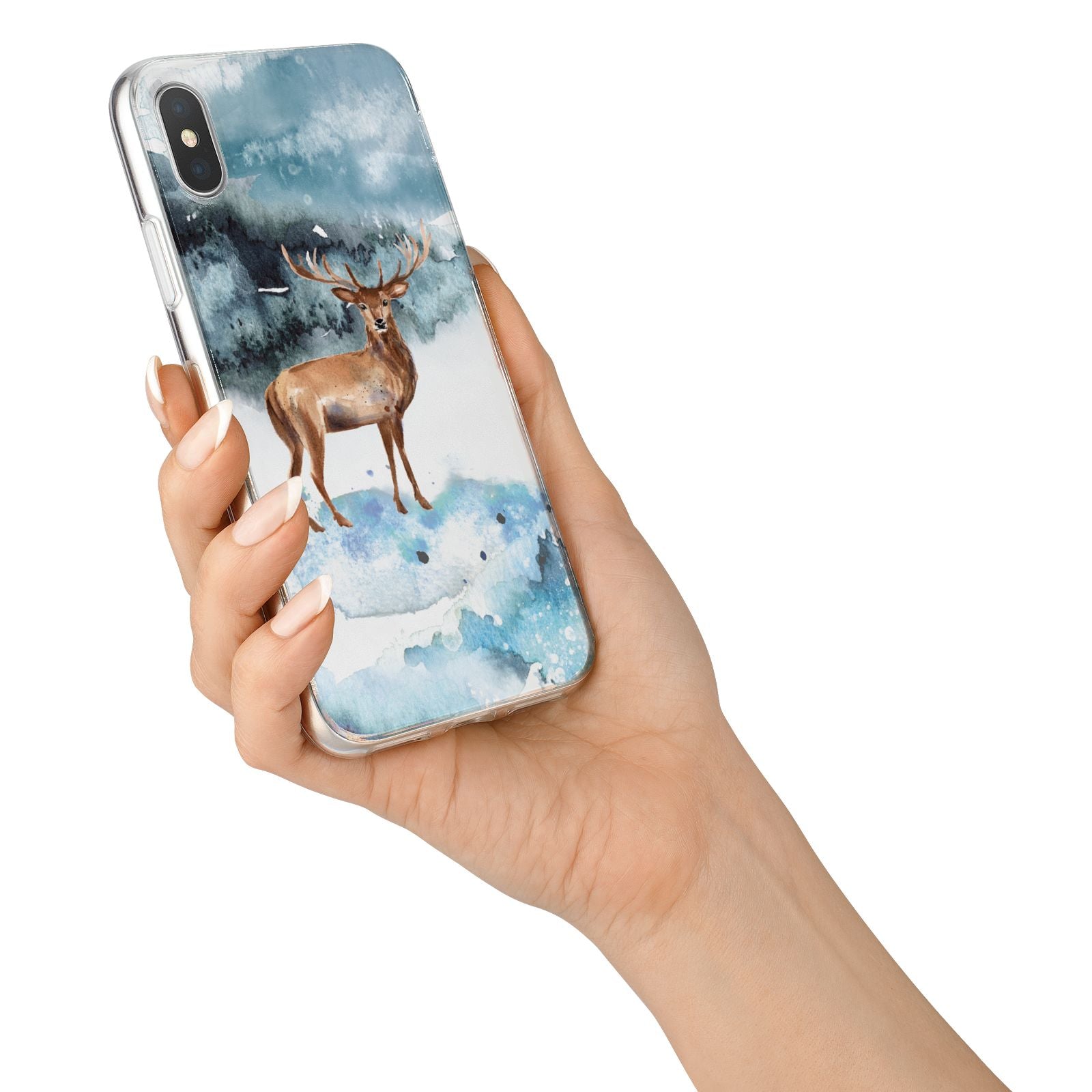Christmas Winter Stag iPhone X Bumper Case on Silver iPhone Alternative Image 2