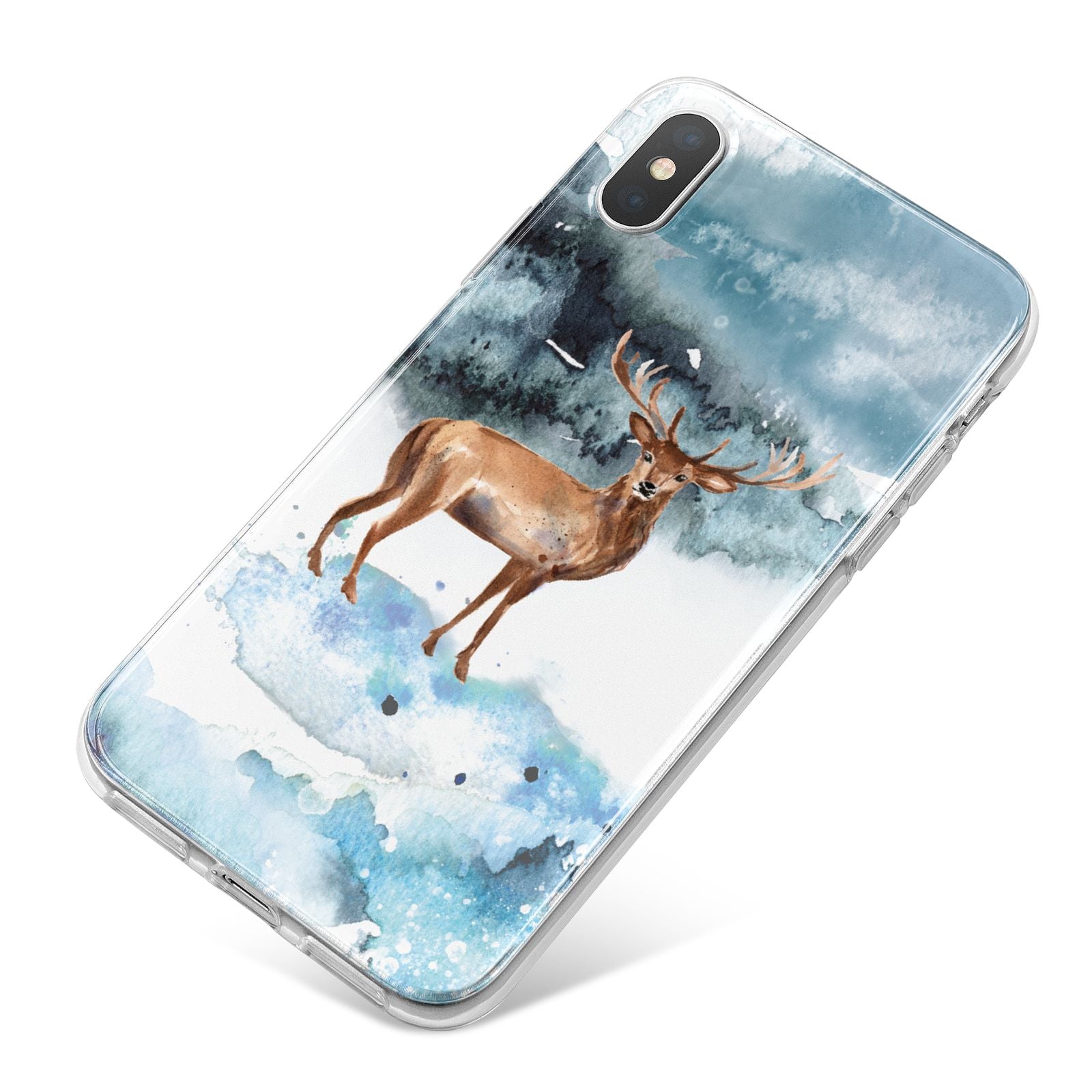 Christmas Winter Stag iPhone X Bumper Case on Silver iPhone