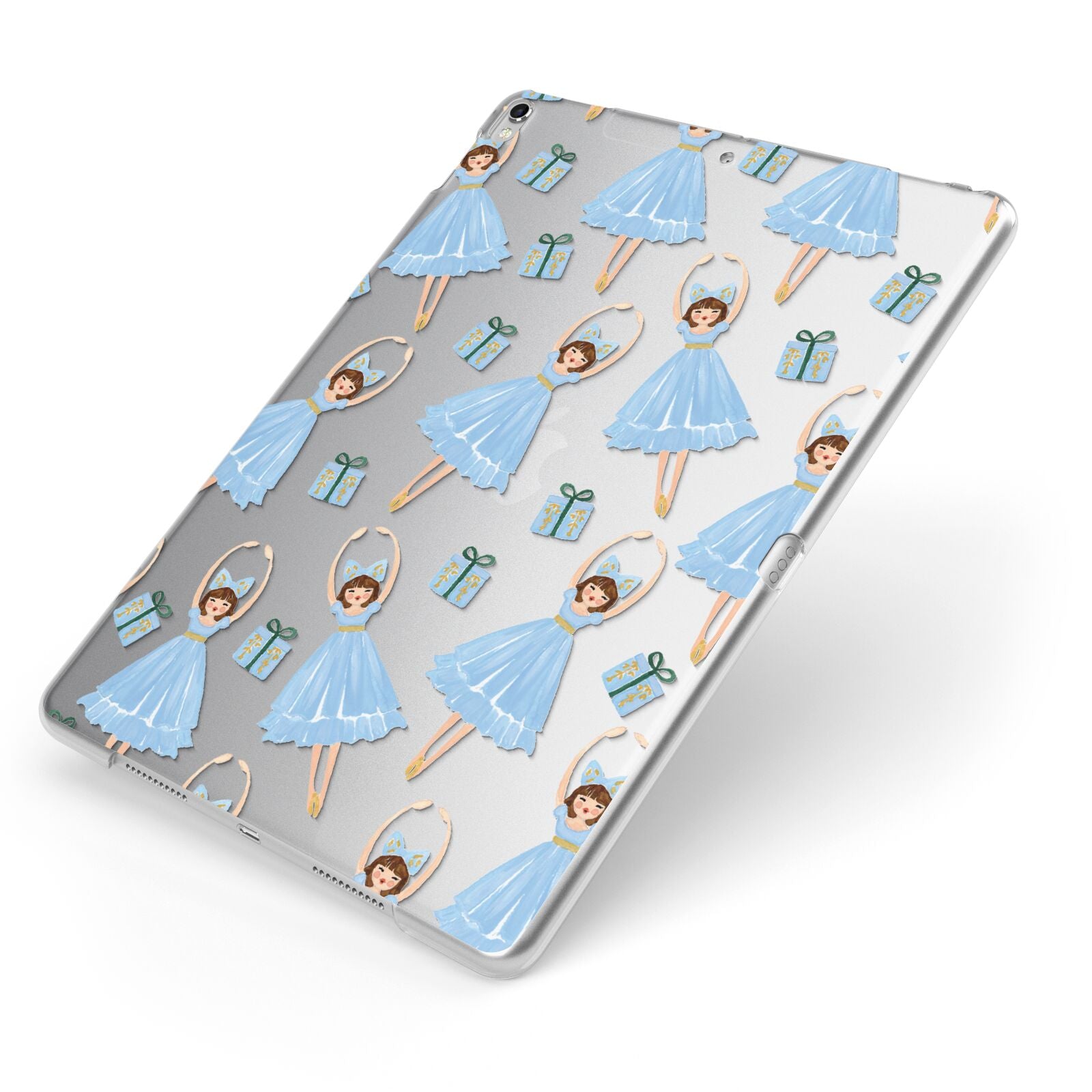Christmas ballerina present Apple iPad Case on Silver iPad Side View
