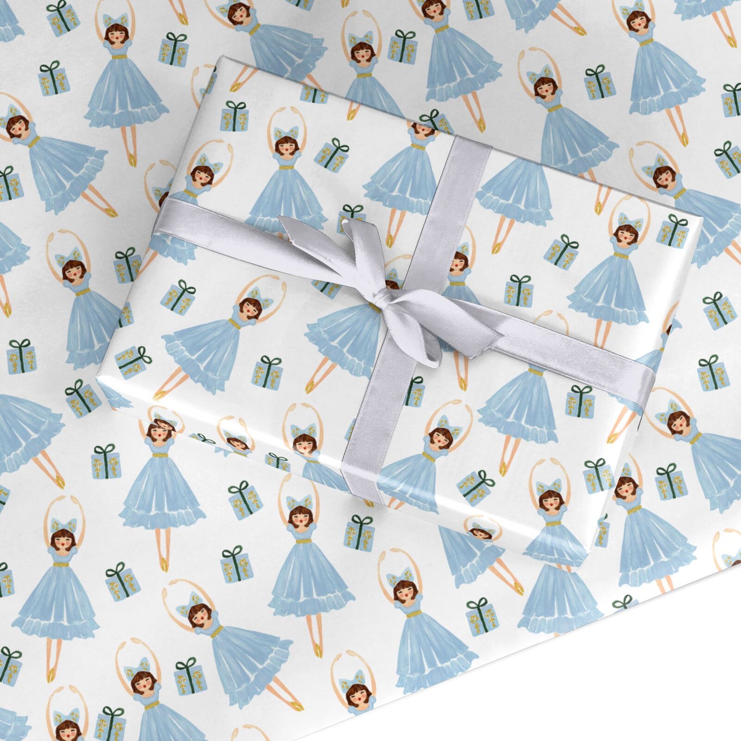 Christmas ballerina present Custom Wrapping Paper