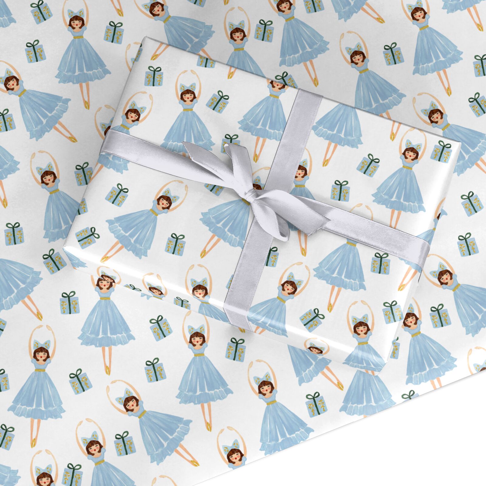 Christmas ballerina present Custom Wrapping Paper