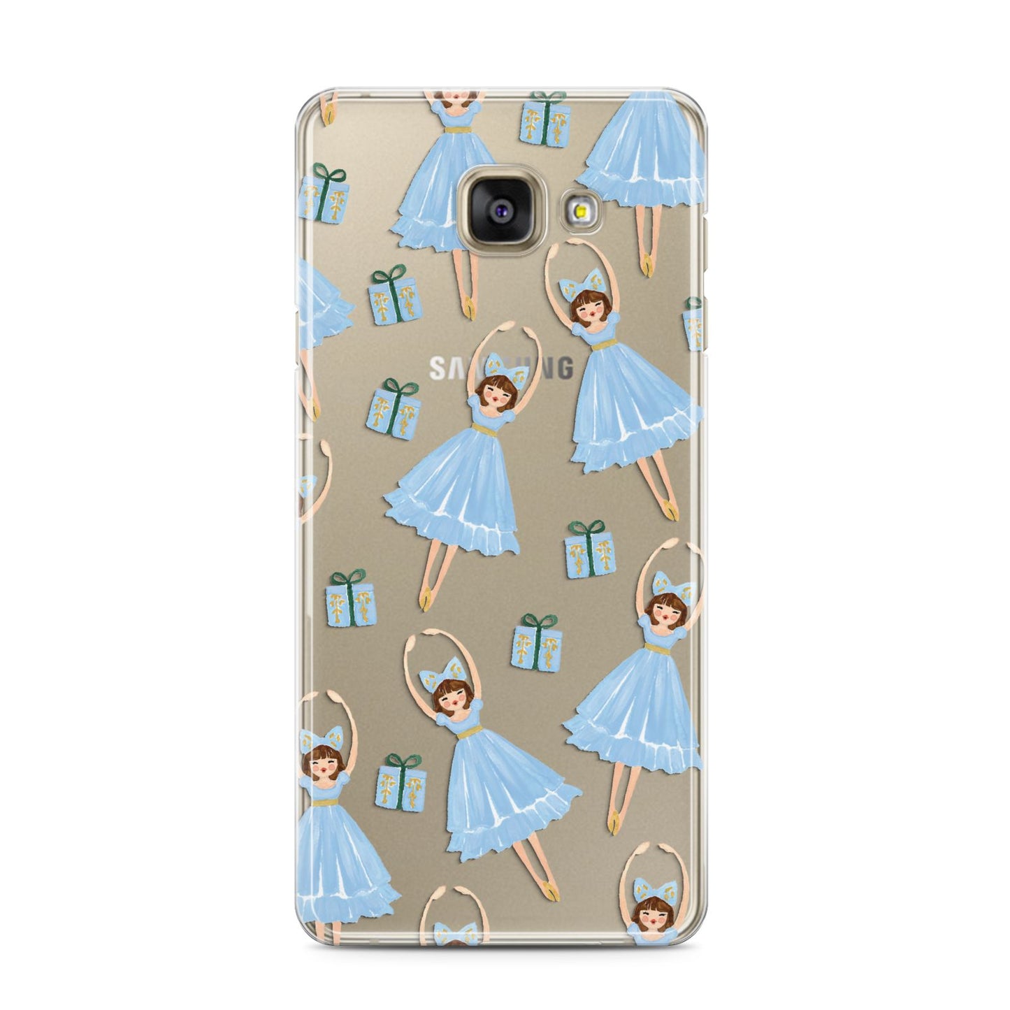 Christmas ballerina present Samsung Galaxy A3 2016 Case on gold phone