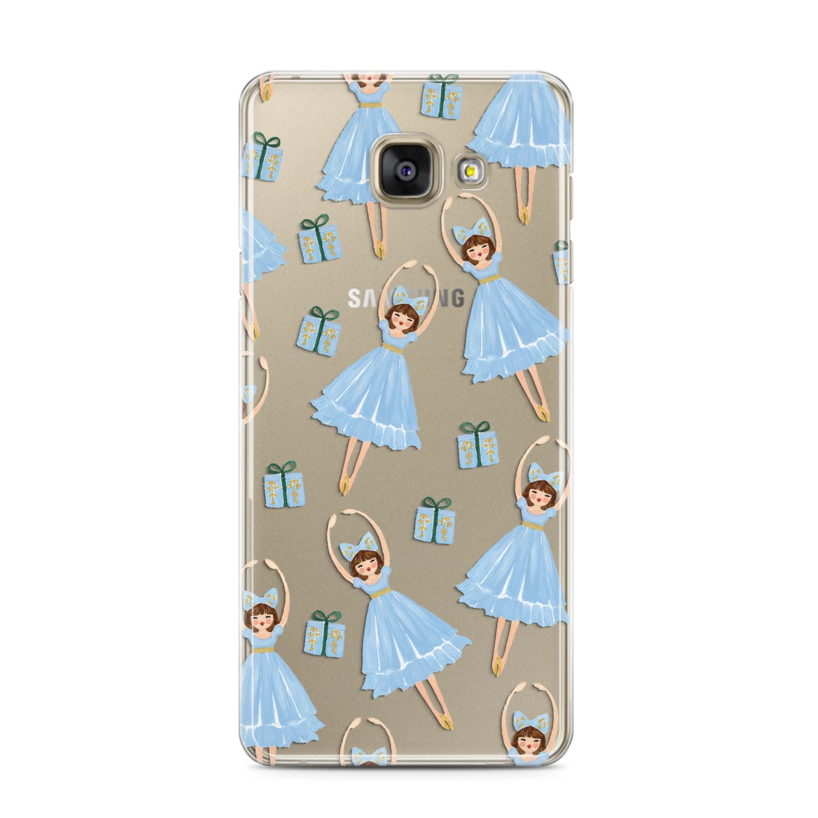 Christmas ballerina present Samsung Galaxy A3 2016 Case on gold phone