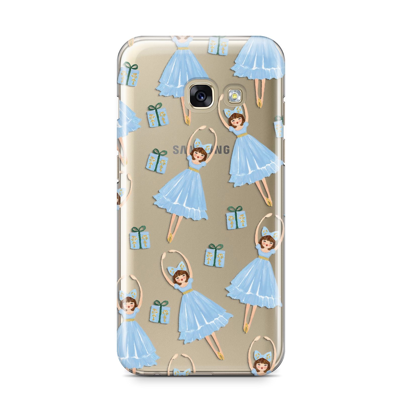 Christmas ballerina present Samsung Galaxy A3 2017 Case on gold phone