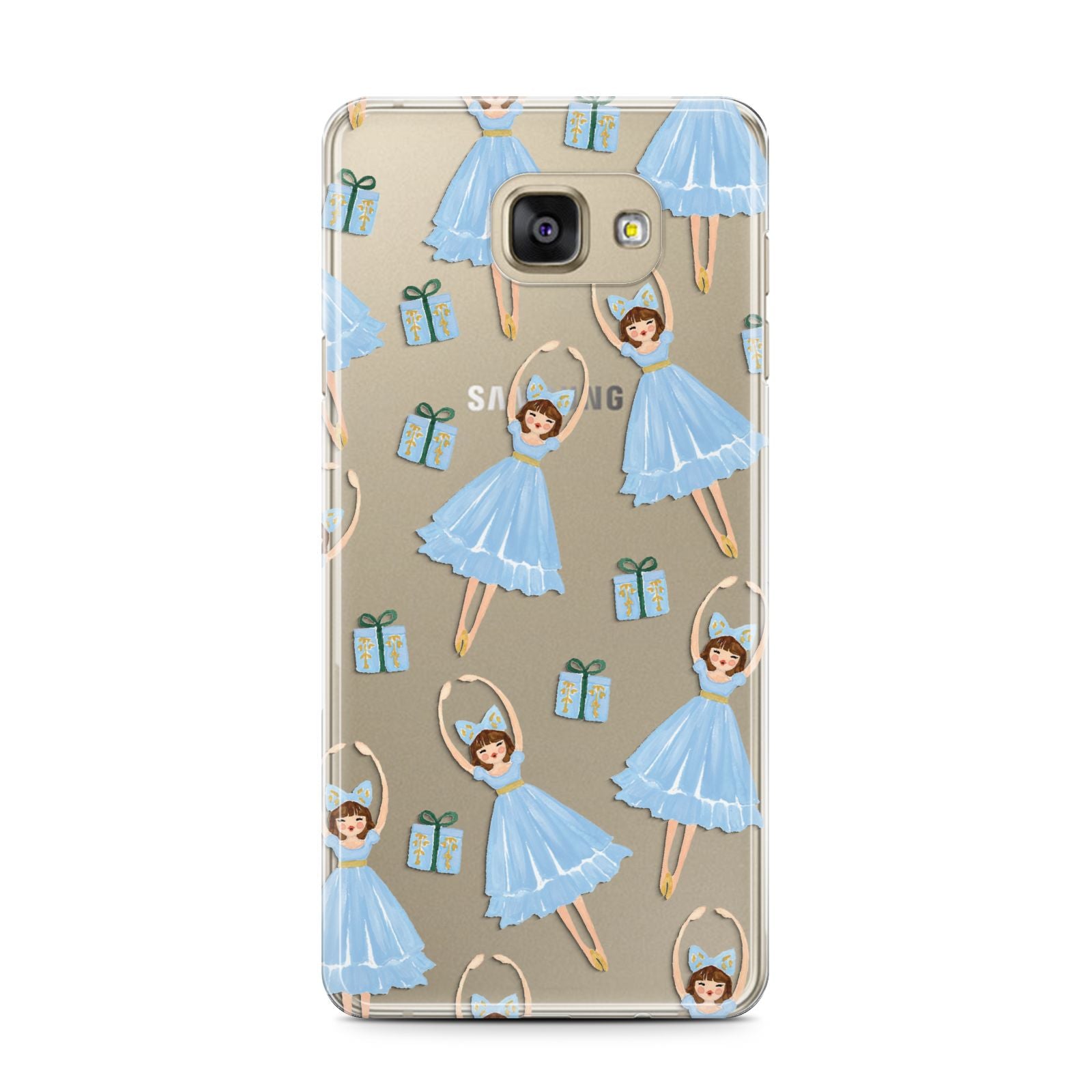 Christmas ballerina present Samsung Galaxy A7 2016 Case on gold phone