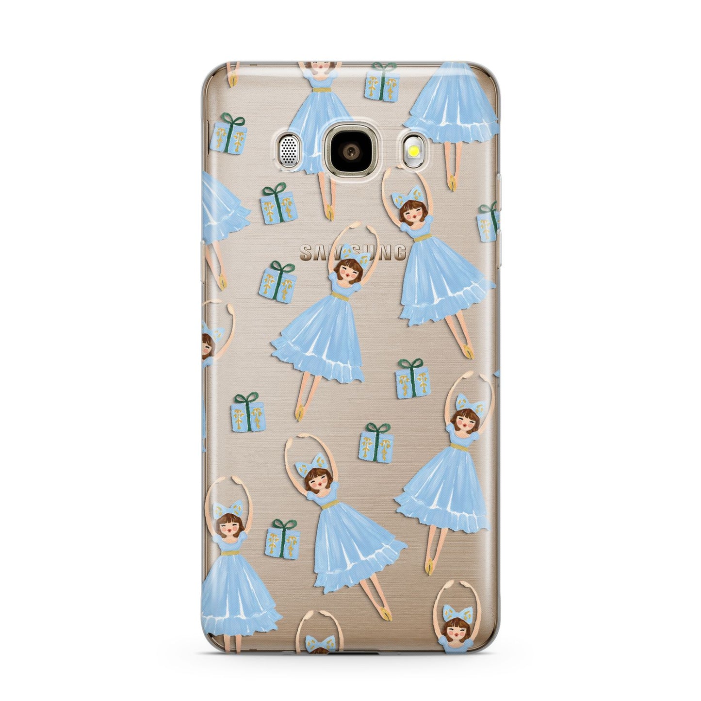 Christmas ballerina present Samsung Galaxy J7 2016 Case on gold phone