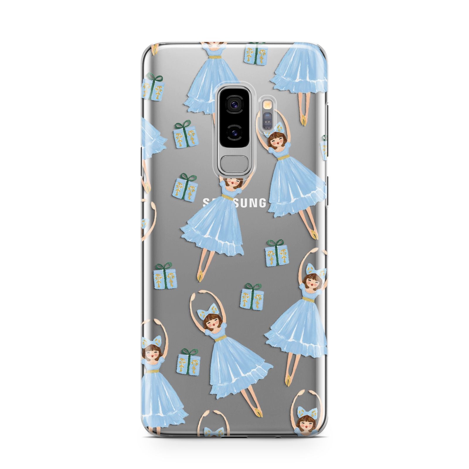 Christmas ballerina present Samsung Galaxy S9 Plus Case on Silver phone