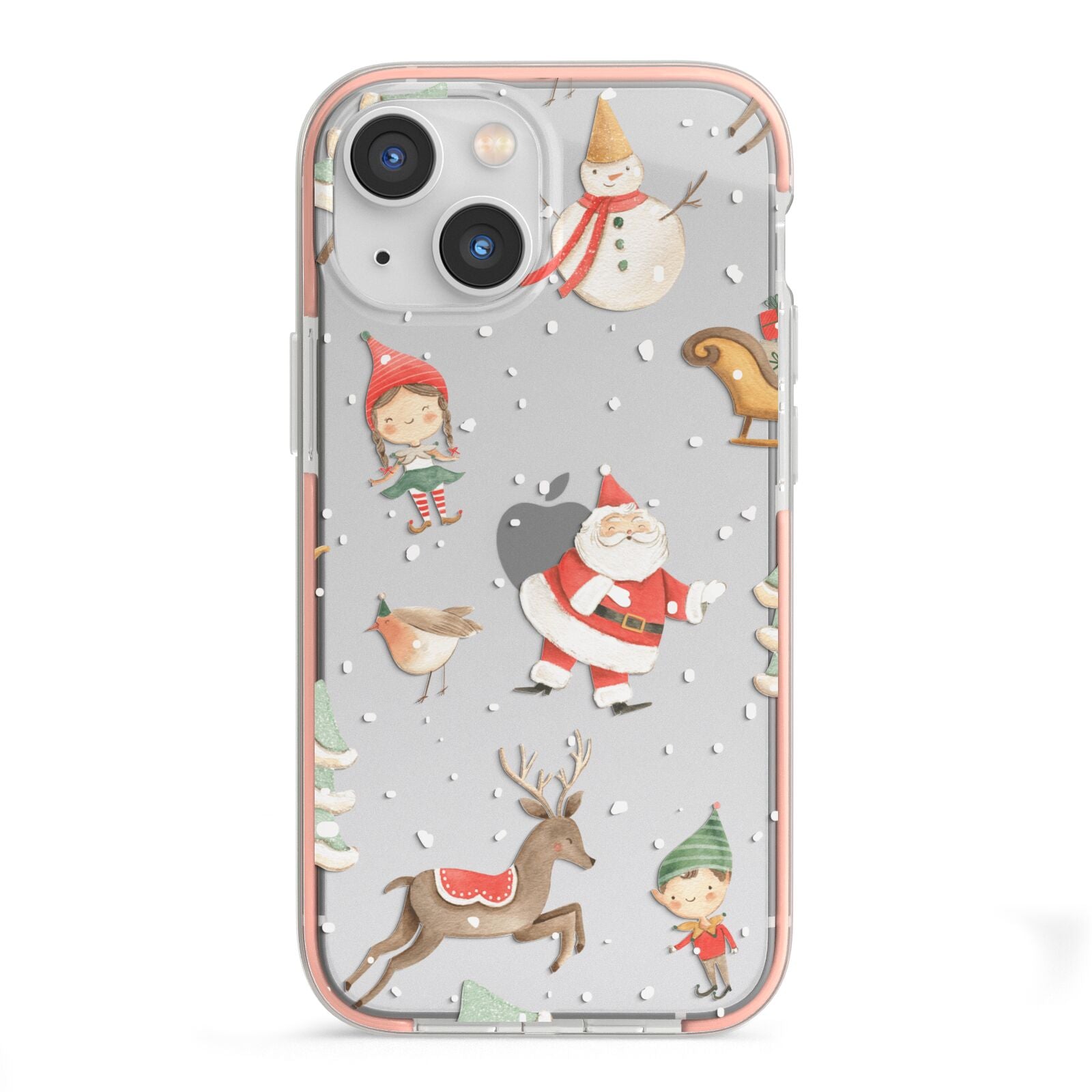 Christmas iPhone 13 Mini TPU Impact Case with Pink Edges