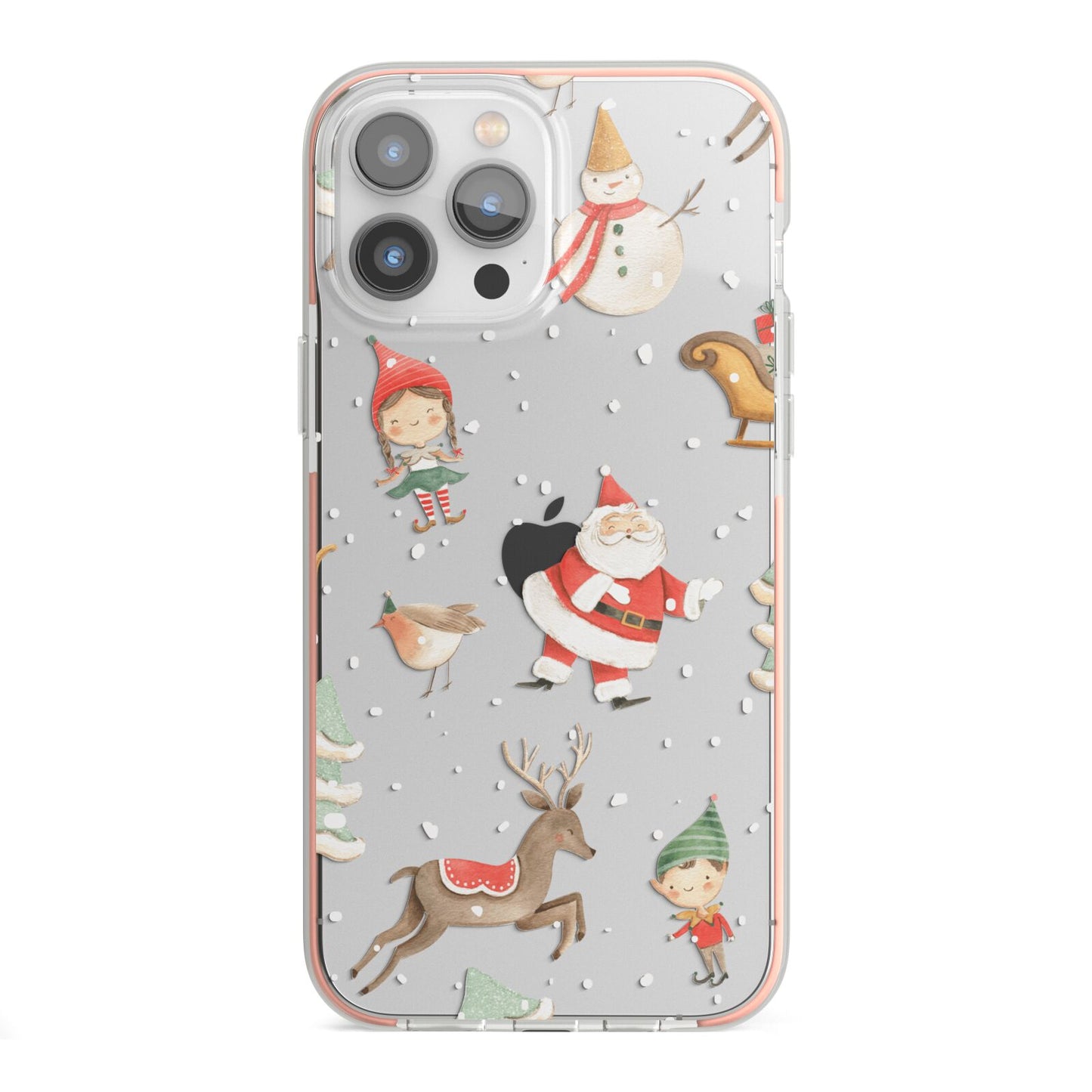 Christmas iPhone 13 Pro Max TPU Impact Case with Pink Edges