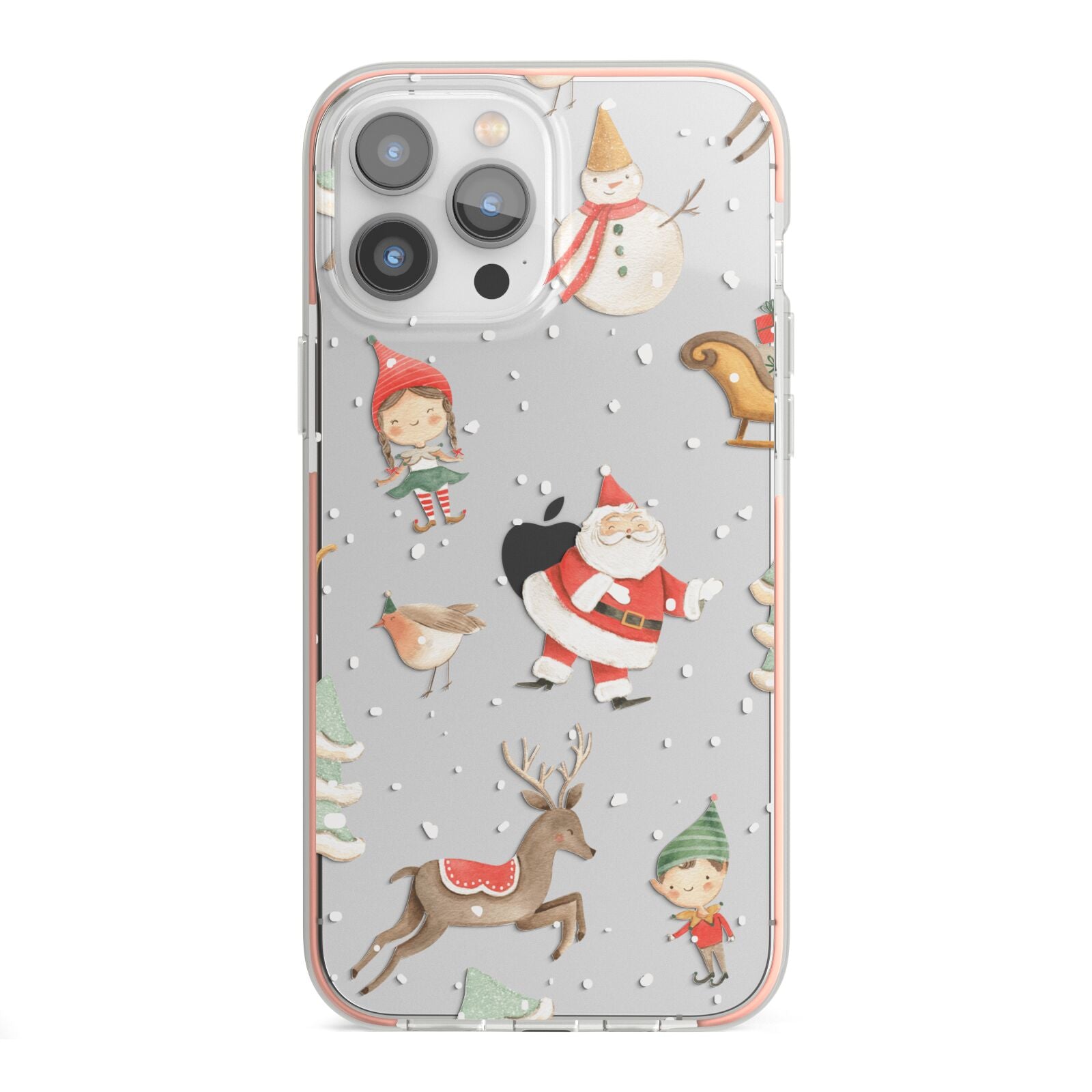 Christmas iPhone 13 Pro Max TPU Impact Case with Pink Edges