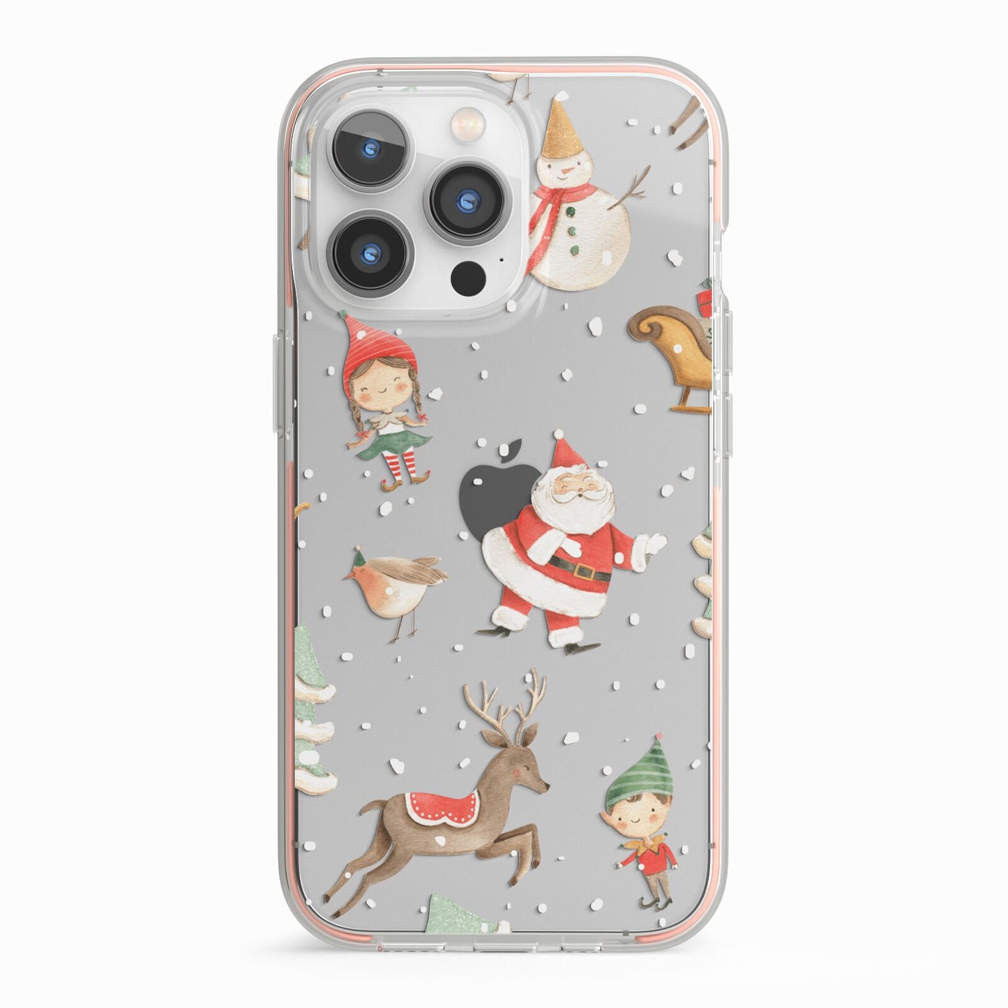 Christmas iPhone 13 Pro TPU Impact Case with Pink Edges