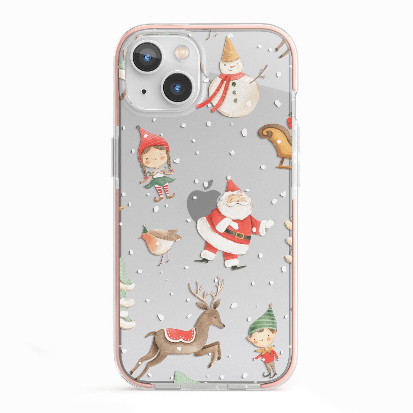 Christmas iPhone 13 TPU Impact Case with Pink Edges