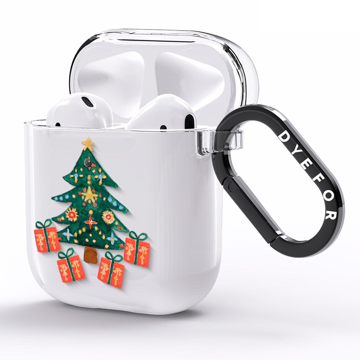 Christmas tree and presents AirPods Clear Case Side Image