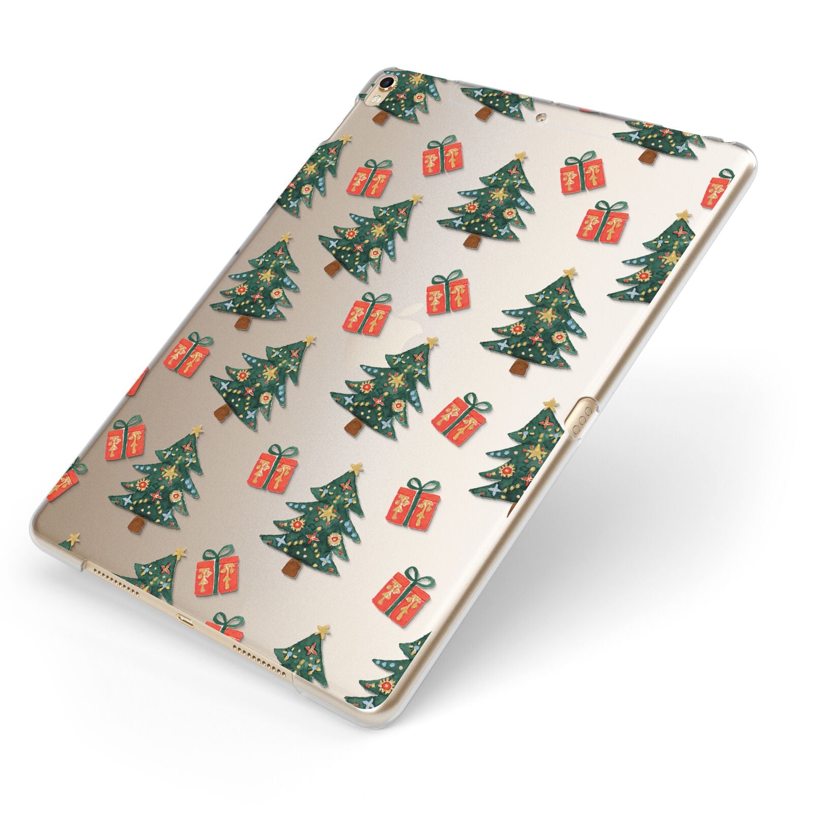 Christmas tree and presents Apple iPad Case on Gold iPad Side View