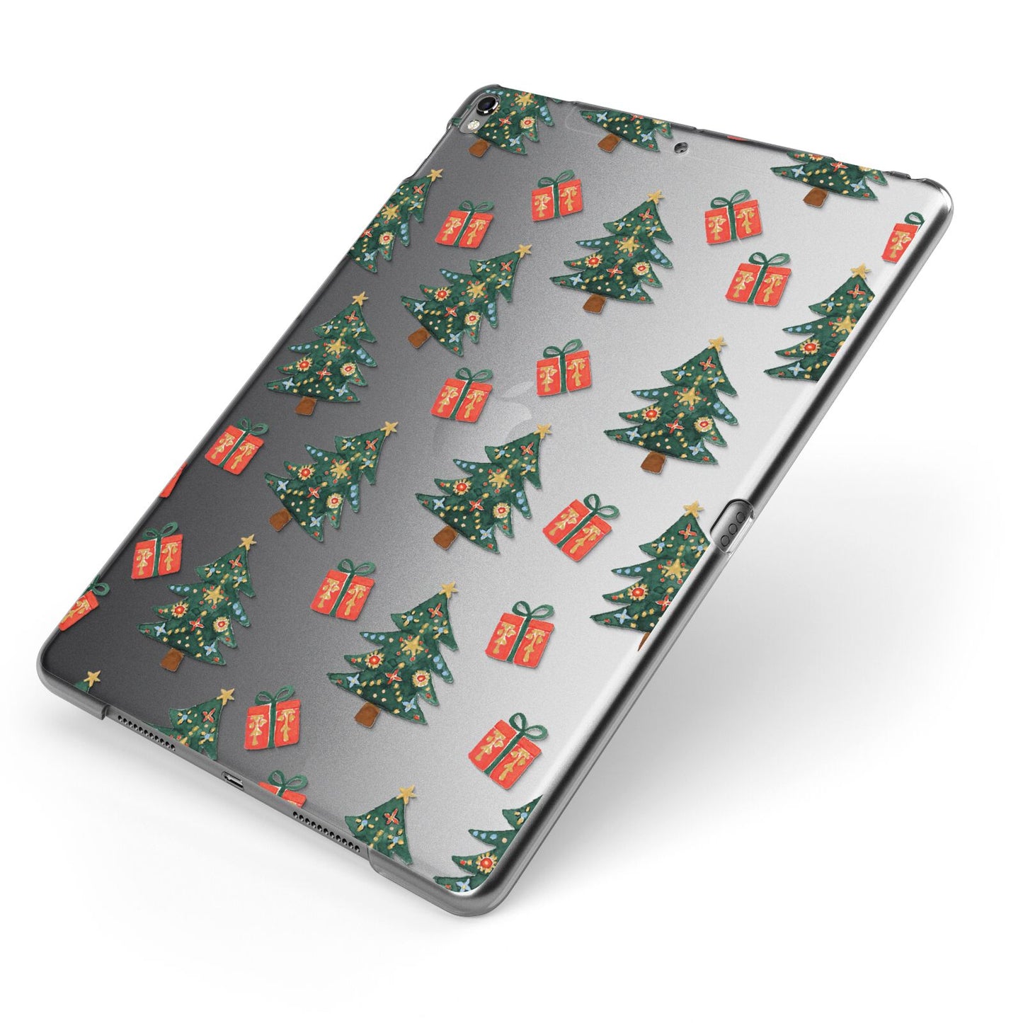 Christmas tree and presents Apple iPad Case on Grey iPad Side View