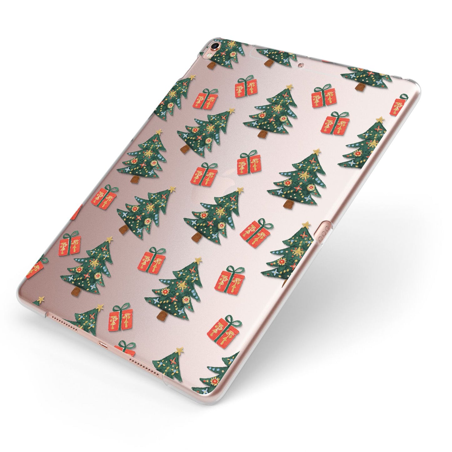 Christmas tree and presents Apple iPad Case on Rose Gold iPad Side View