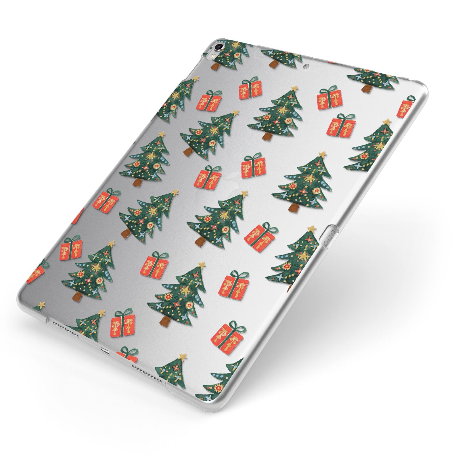 Christmas tree and presents Apple iPad Case on Silver iPad Side View