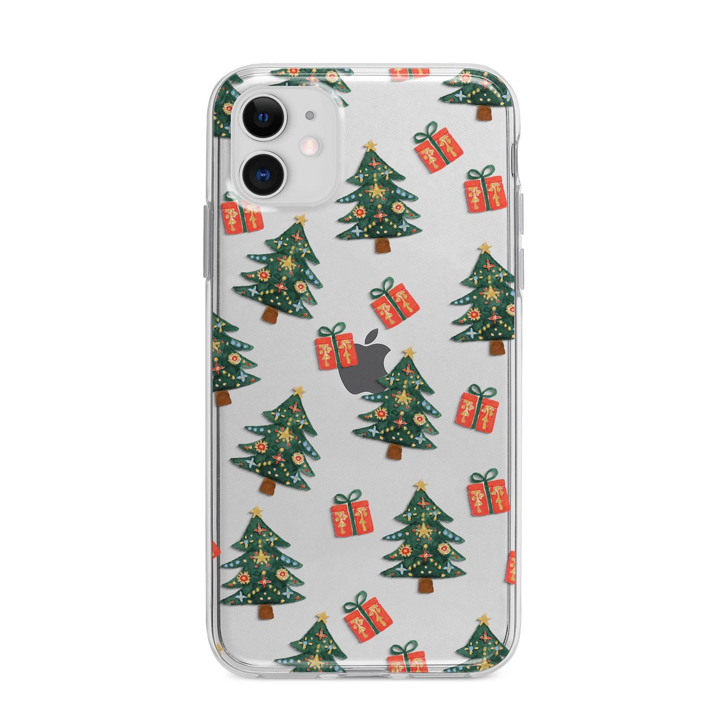 Christmas tree and presents Apple iPhone 11 in White with Bumper Case