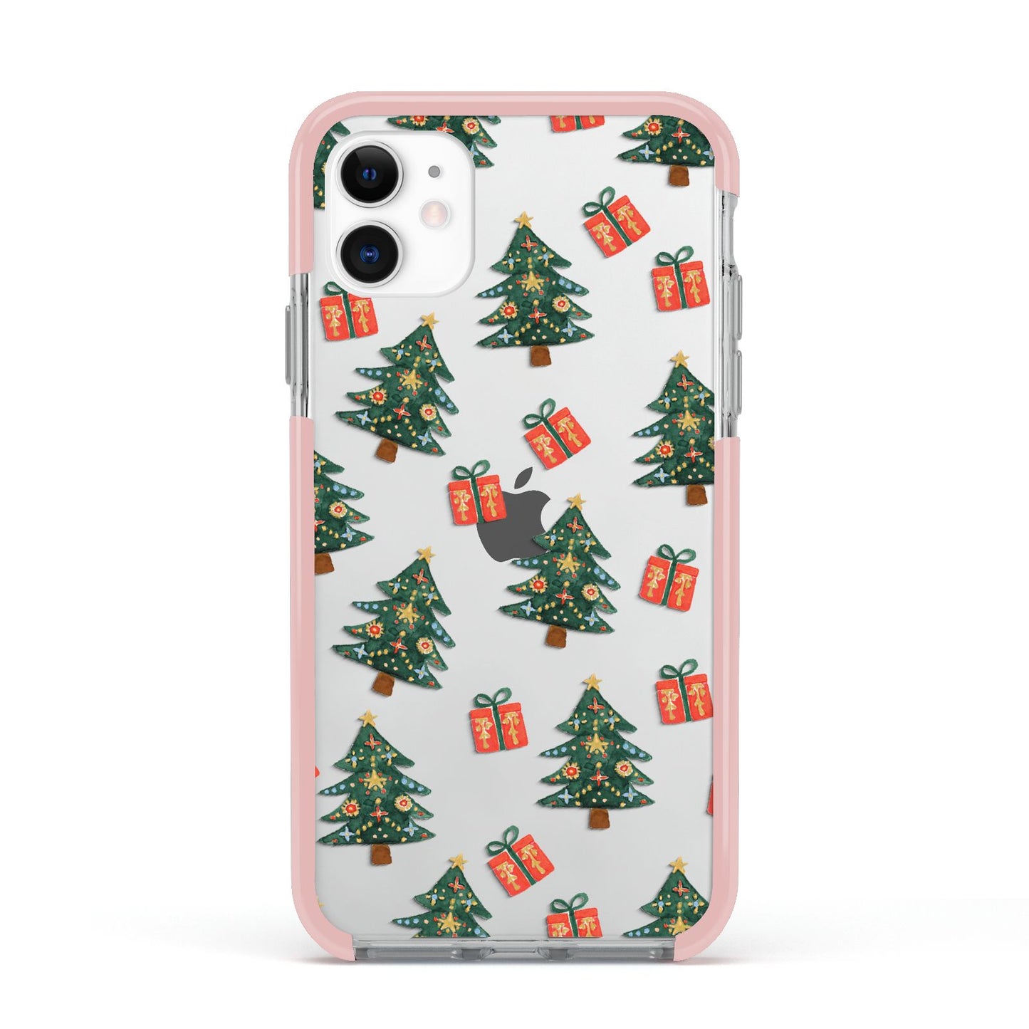 Christmas tree and presents Apple iPhone 11 in White with Pink Impact Case