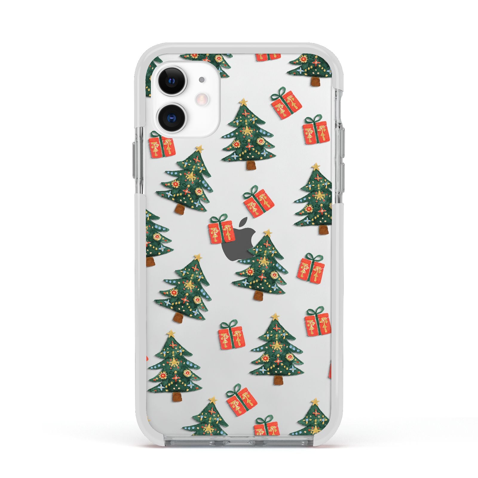 Christmas tree and presents Apple iPhone 11 in White with White Impact Case