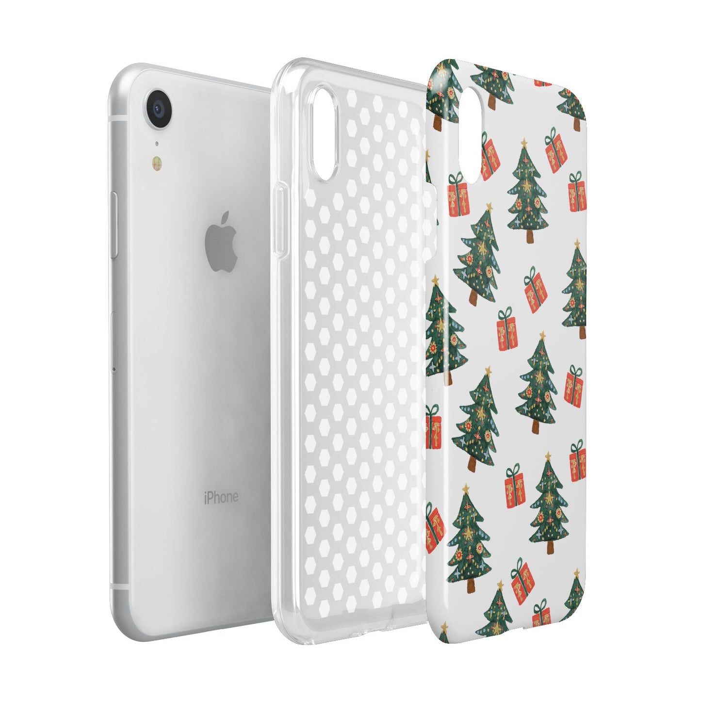 Christmas tree and presents Apple iPhone XR White 3D Tough Case Expanded view