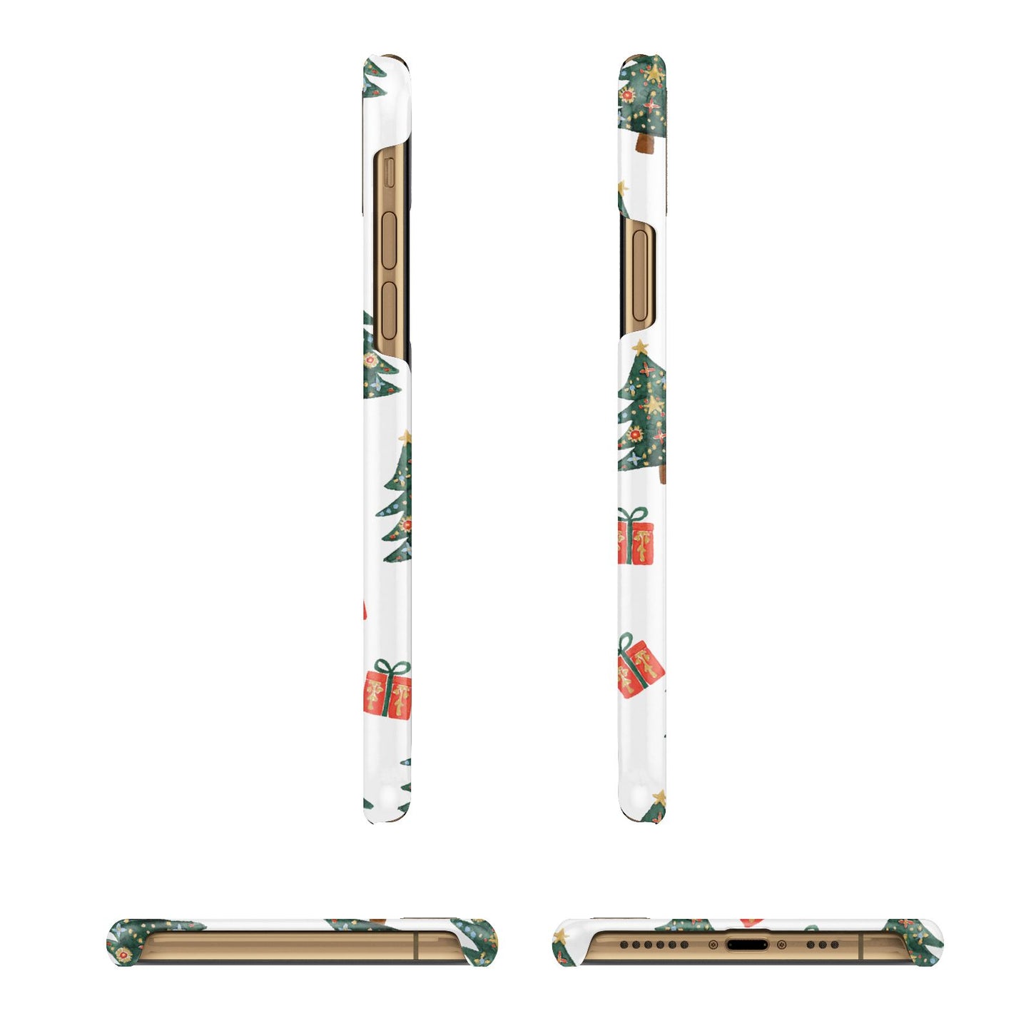 Christmas tree and presents Apple iPhone Xs 3D Wrap Snap Case Angled Images