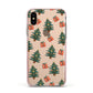 Christmas tree and presents Apple iPhone Xs Impact Case Pink Edge on Gold Phone