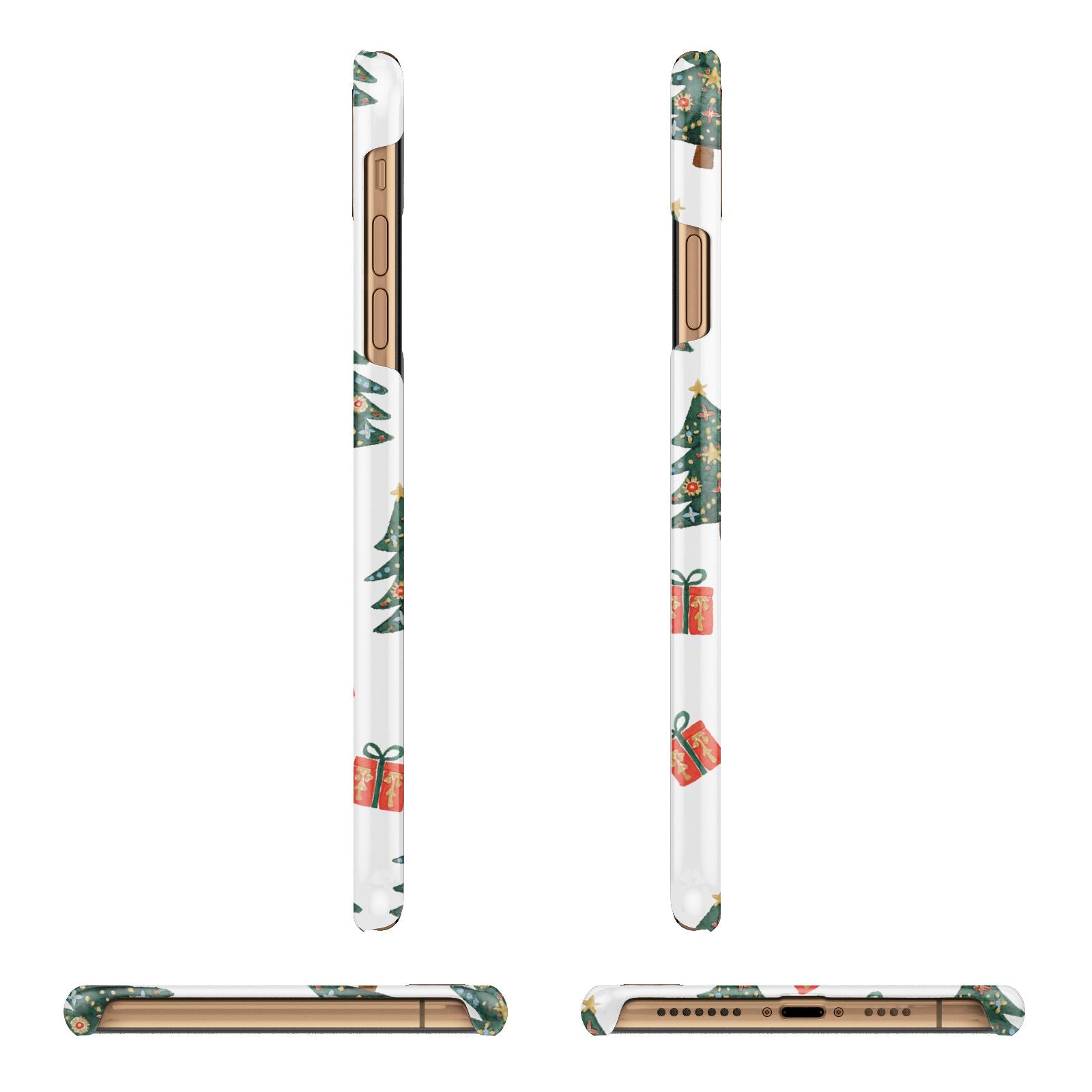 Christmas tree and presents Apple iPhone Xs Max 3D Wrap Snap Case Angled Images