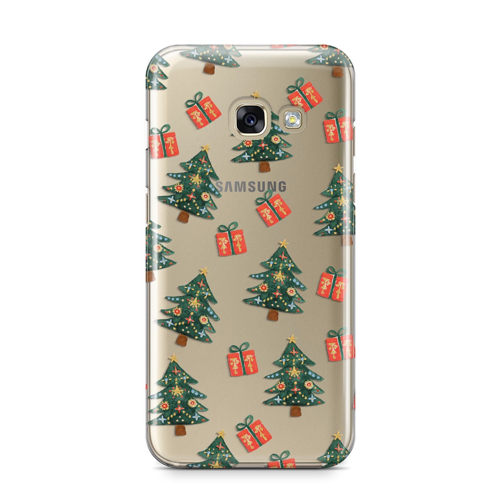 Christmas tree and presents Samsung Galaxy A3 2017 Case on gold phone