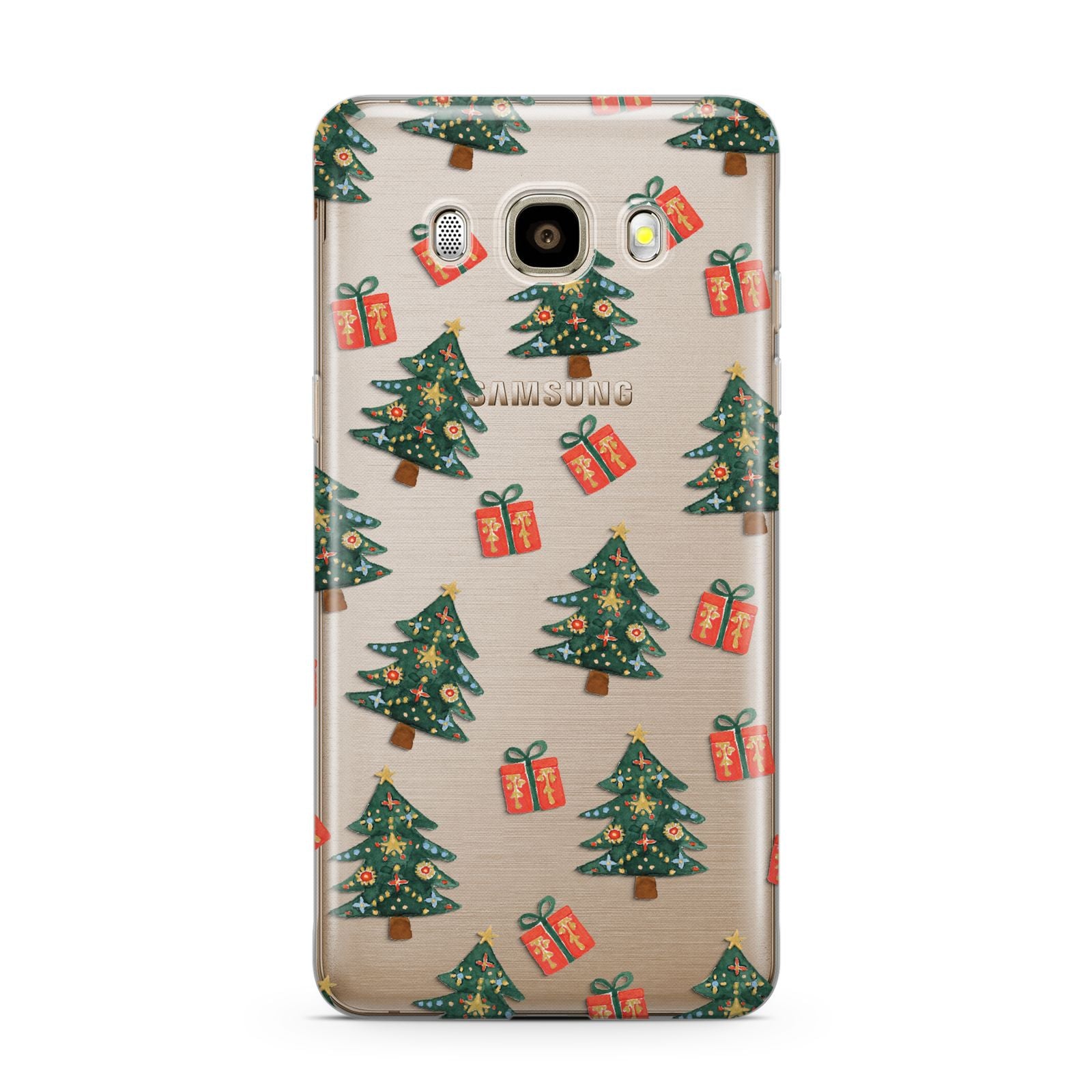 Christmas tree and presents Samsung Galaxy J7 2016 Case on gold phone