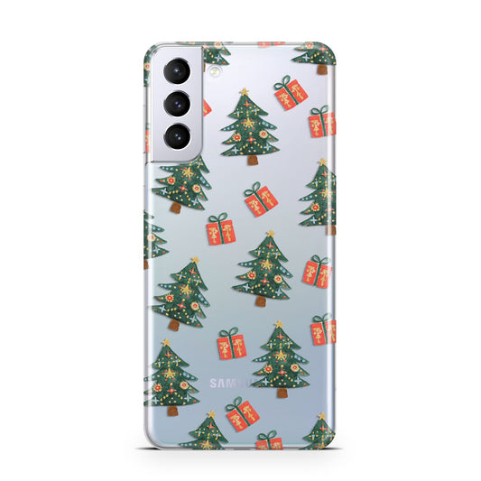 Christmas tree and presents Samsung S21 Plus Phone Case