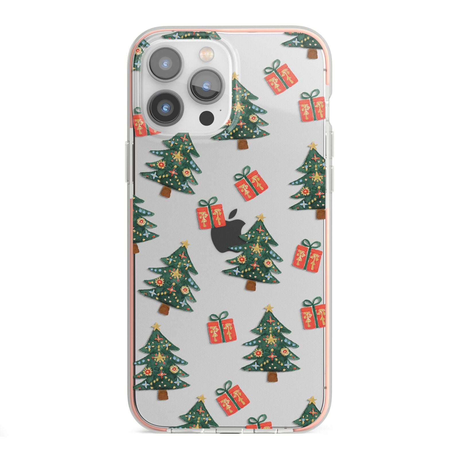Christmas tree and presents iPhone 13 Pro Max TPU Impact Case with Pink Edges