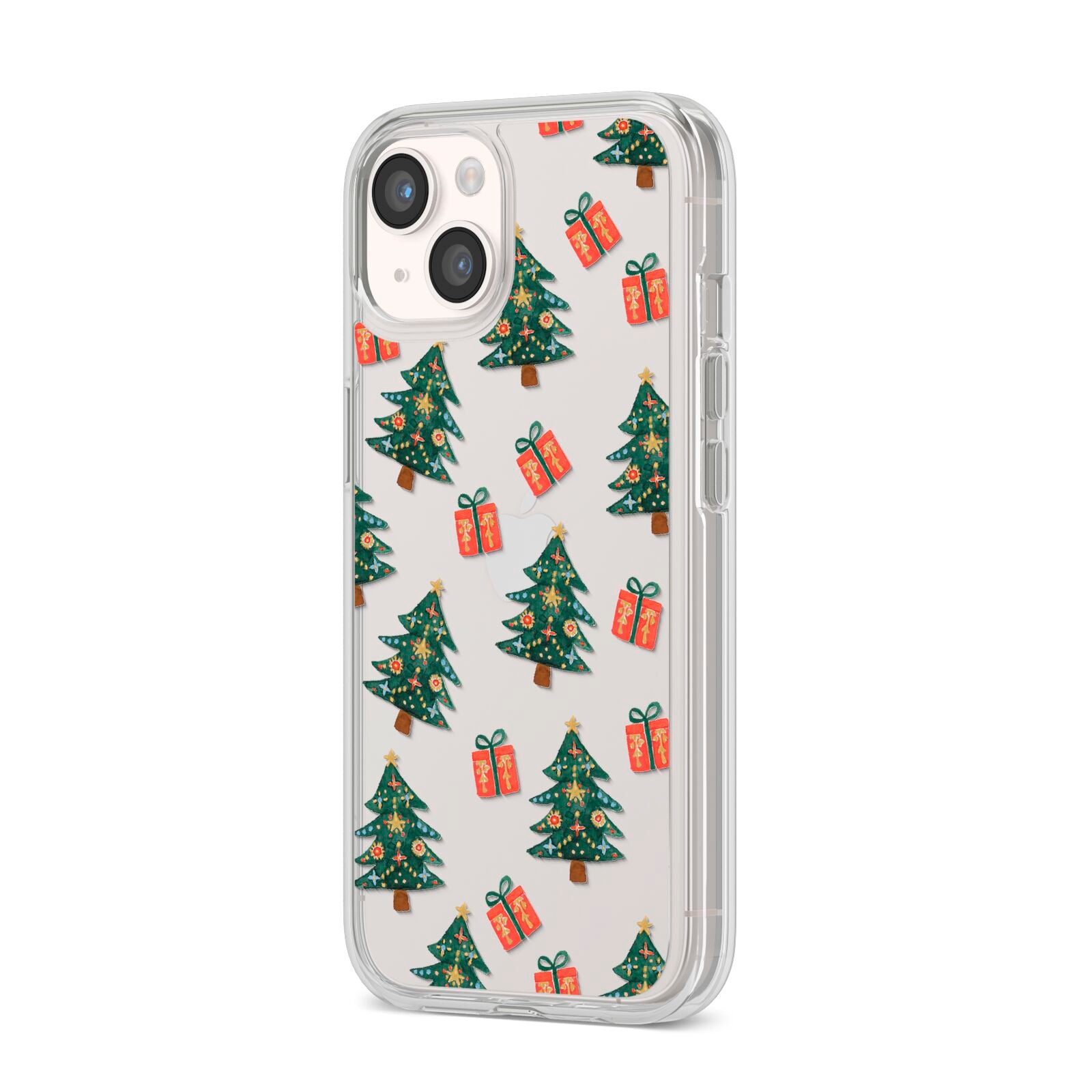 Christmas tree and presents iPhone 14 Clear Tough Case Starlight Angled Image