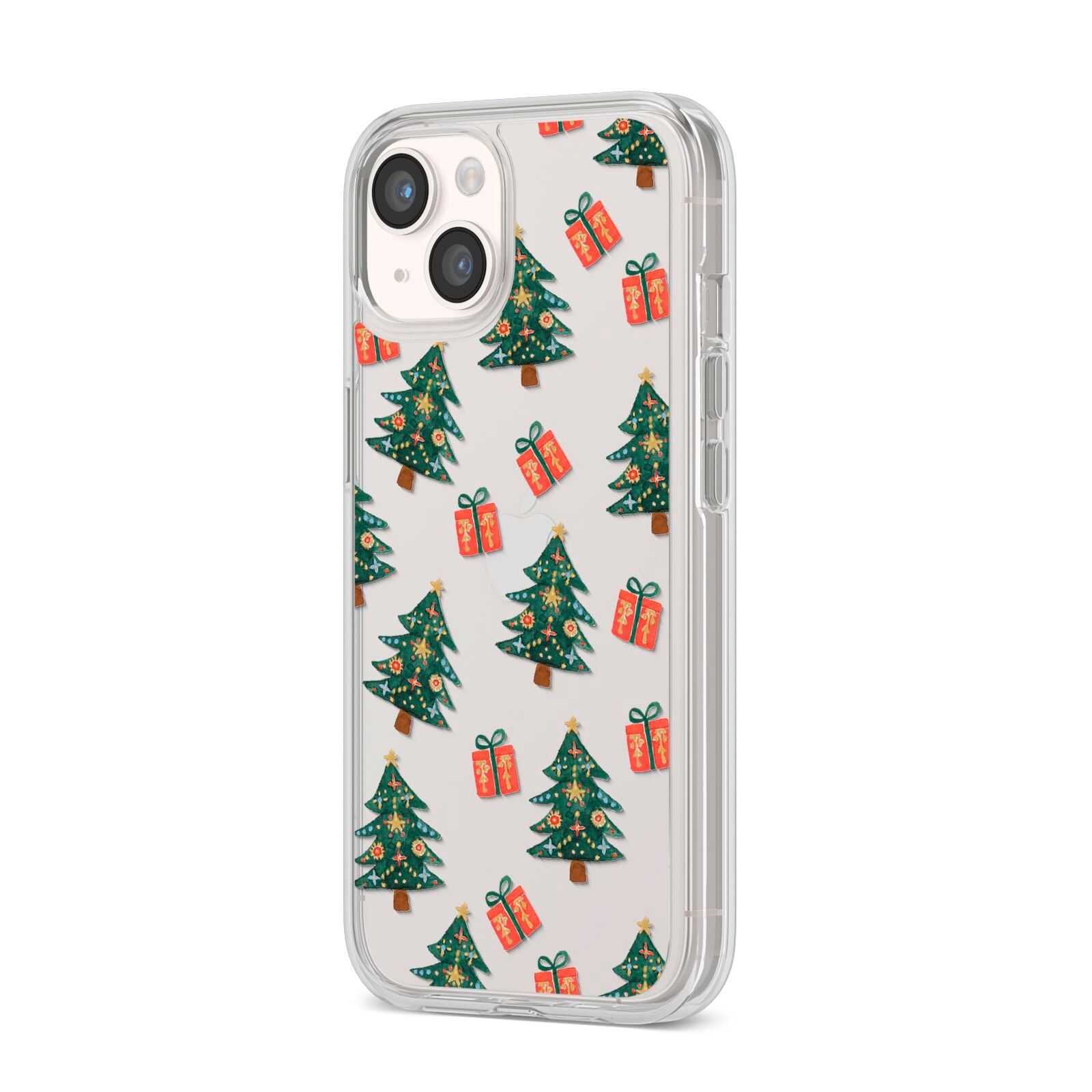 Christmas tree and presents iPhone 14 Clear Tough Case Starlight Angled Image