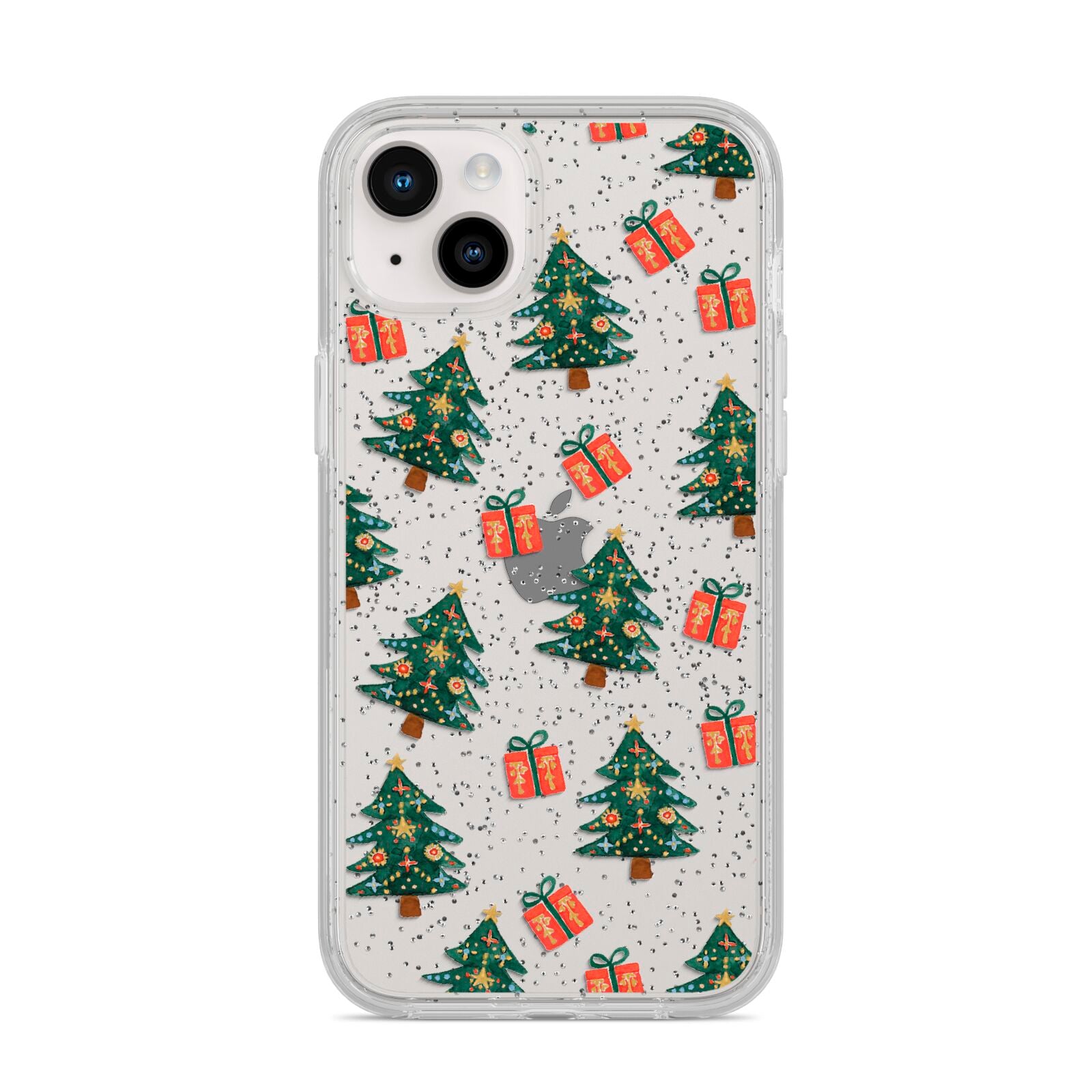 Christmas tree and presents iPhone 14 Plus Glitter Tough Case Starlight