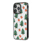 Christmas tree and presents iPhone 14 Pro Max Black Impact Case Side Angle on Silver phone